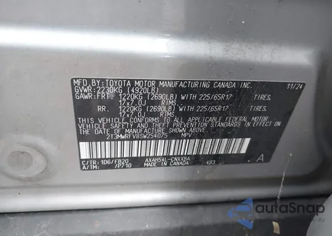 2025 Toyota Rav4 Hybrid Le from USA, damaged, VIN 2T3MWRFV8SW254075